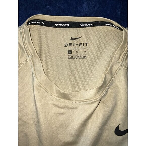 Nike Men's Pro‎ Compression Short Sleeve Shirt CJ0965-783 Sz Medium Beige - Picture 7 of 11
